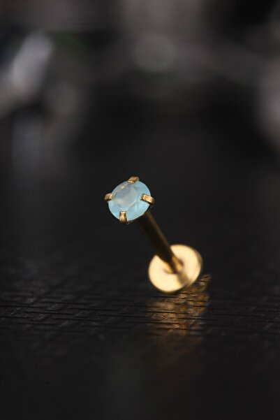 depozoom Cerrahi Çelik Kıkırdak Tragus Helix Zirkon Taş Labret Piercing Gold