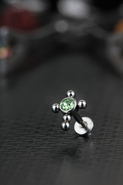 depozoom Cerrahi Çelik Kıkırdak Tragus Helix Zirkon Taş Labret Piercing