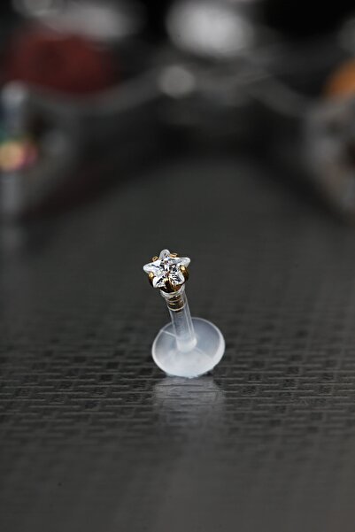 depozoom Zirkon Taşlı Kıkırdak Tragus Helix Uyumlu Yıldız Figür Bioplastik Pi...