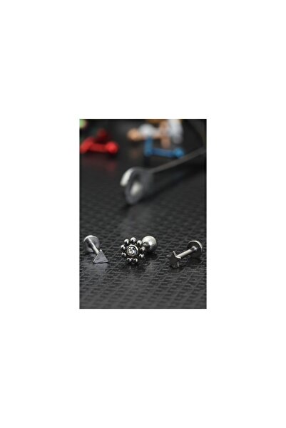 depozoom Zirkon Taşlı Cerrahi Çelik Kıkırdak Ve Tragus Set Piercing