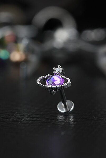 depozoom Cerrahi Çelik Kıkırdak Tragus Helix Zirkon Taş Labret Opal Piercing