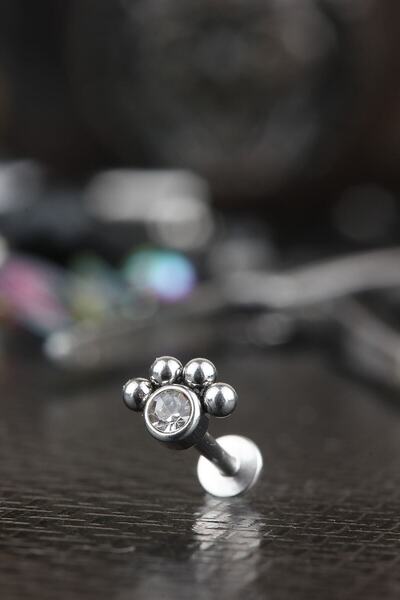 depozoom Cerrahi Çelik Kıkırdak Tragus Helix Zirkon Taş Labret Piercing 8 Mm