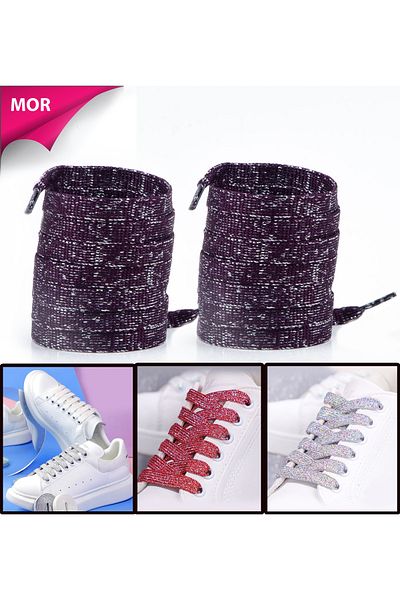 AiryFooT Purple Glitter 120 cm Glitter Flat Laces, Boot, Sports, Daily Shoe Laces