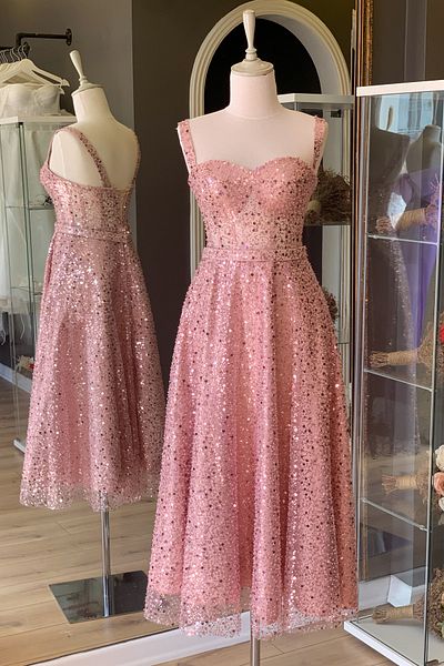 Lenta Moda Powder Jewelled Midi Length Evening Dress and Evening Dress