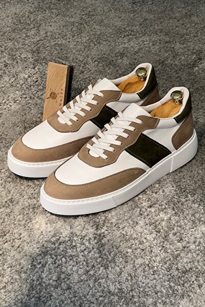 NAZEF Special Design Rubber Sole Nubuck Leather Beige Sneaker