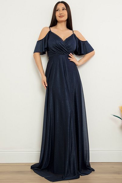 PULLIMM LONG DRESS WITH SILVERY SLINGS 13425