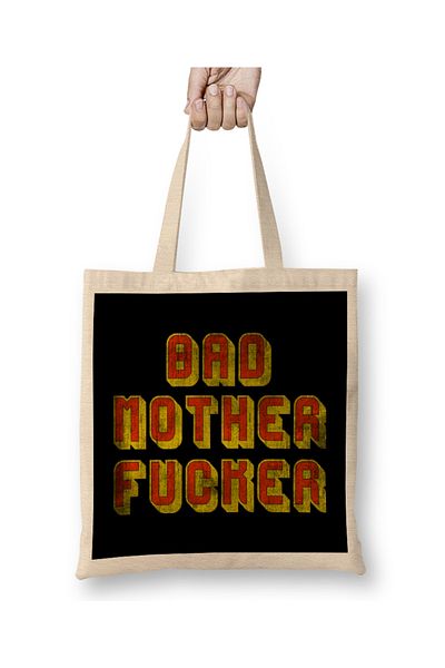 Baskı Dükkanı Bad Mother Fucker Pulp Fiction Jules Winnfield υφασμάτινη τσάντα με μακριά λαβή