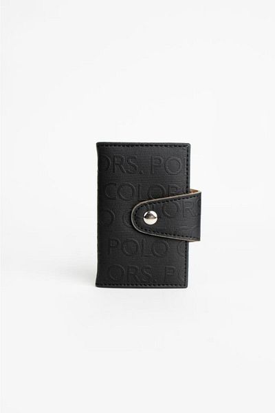 ImPolo Emiliy Black Sand Embossed Pattern Multi-Purpose Unisex Card Holder Size 7x11