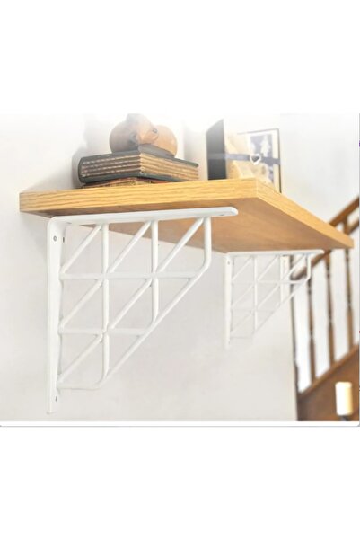 Yapıkan 2 Pieces Triangle Pattern White Decorative Plastic Shelf Under L Leg - Bathroom Wall Shelf Holder Mounting Leg