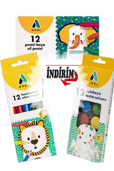 Adel PAINT SET (12 PIECES WATER+DRY+PASTEL PAINT+ OUR GIFT)