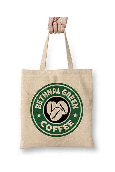 Baskı Dükkanı Bethnal Green Coffee Starbucks υφασμάτινη τσάντα με μακριά λαβή
