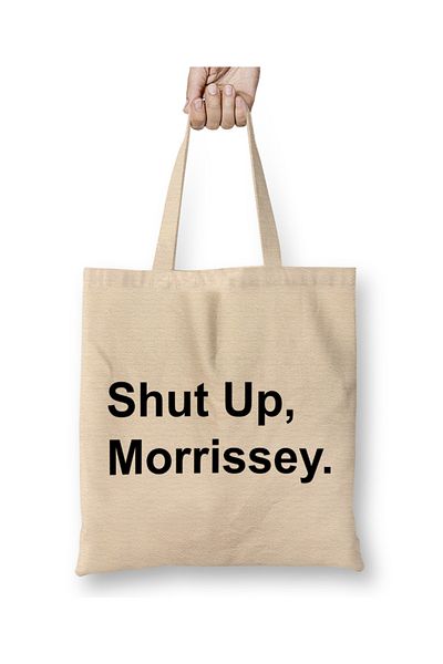 Baskı Dükkanı Μαύρο κείμενο Shut Up Morrissey υφασμάτινη τσάντα με μακριά λαβή