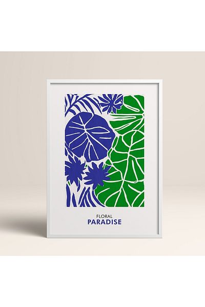 HOMEPACK Tablou cu rame din lemn alb Poster cu rame Decor artistic modern de perete (FLOWER245-WHITE-50X70)