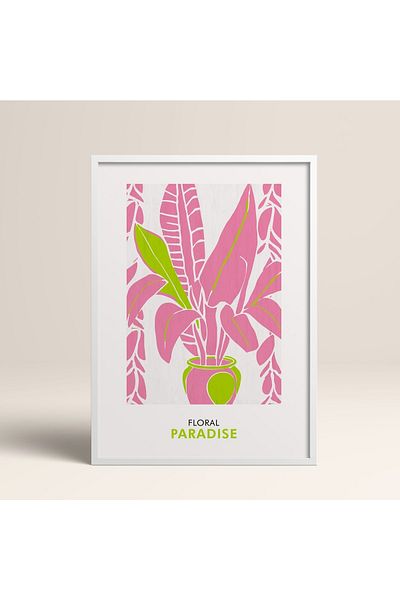 HOMEPACK Tablou cu rame din lemn alb Poster cu rame Decor artistic modern de perete (FLOWER247-WHITE-40X60)