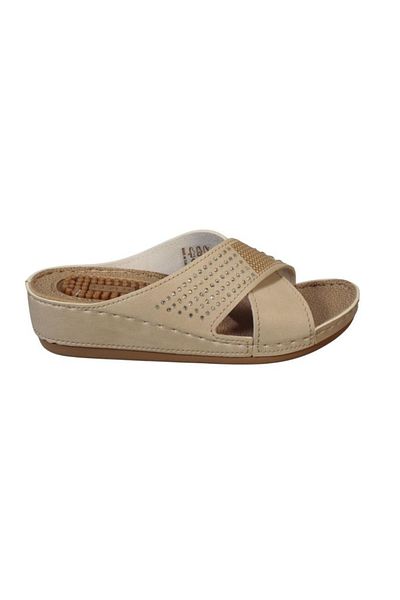 GEZER Women's Black-Red Cream Stone Wedge Message Sole Comfort Slippers