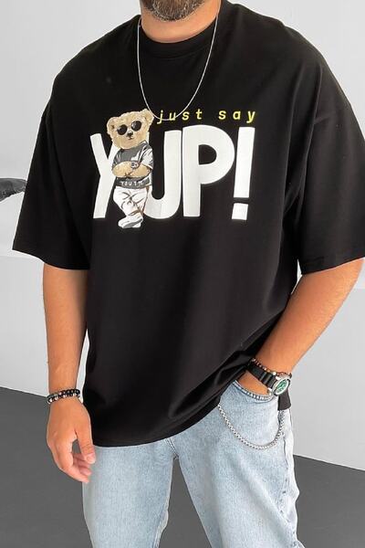 woonkey مقاس كبير للجنسين!تي شيرت أسود مطبوع