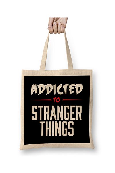 Baskı Dükkanı Υφασμάτινη τσάντα Addicted To Stranger Things με μακριά λαβή
