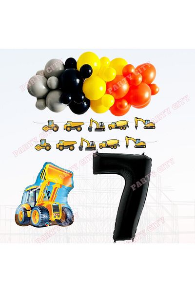 Party City Construction Themed Concept 7 Years Birthday Party Celebration Set
