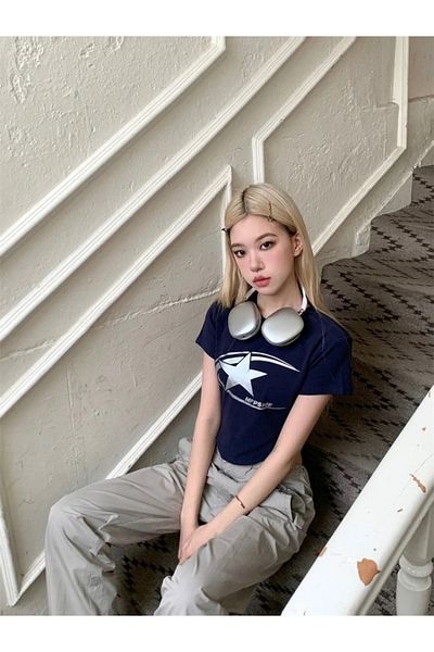 Köstebek Casual Streetwear Cosmos Star Graphic Half T-Shirt