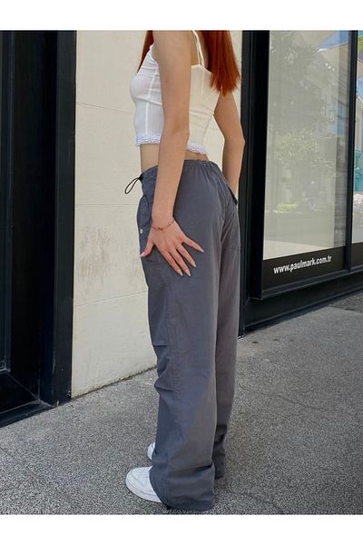 Gofeel Smoke Color Tactical Elastic Baggy Loose Fit Oversize Trousers