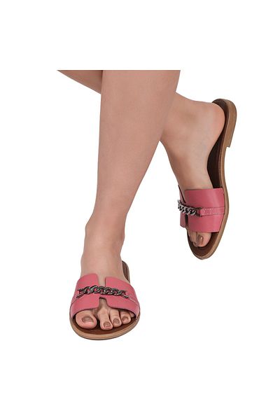 Moosefield Papuci de damă din piele naturală fucsia