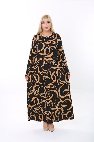 mezura tekstil Women's Plus Size Long Sleeve Viscose Combed Cotton Hijab Suitable Long Maxi Dress