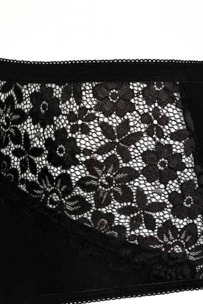 BSM Γυναικείο Modal 3 τμχ Δαντελένιο ψηλόμεσο εσώρουχο