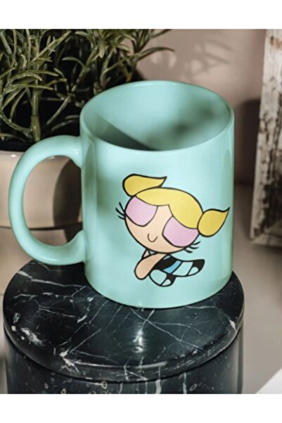 Bikutumutluluk POWERPUFF GİRLS UTANGAÇ BUBBLES MAVİ HEDİYE KUPA BARDAK