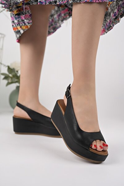 ERNİLA Sandale de damă cu toc cu pană din piele naturală