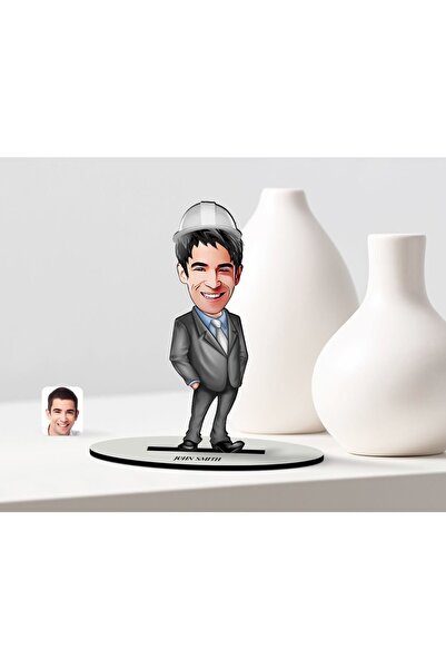 Bk Gift Kişiye Özel Bay Mühendis Karikatür Ahşap Biblo - 1