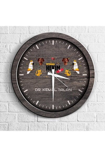 Bk Gift Kişiye Özel Mesleki Veteriner Hekim Ahşap Duvar Saati - 3