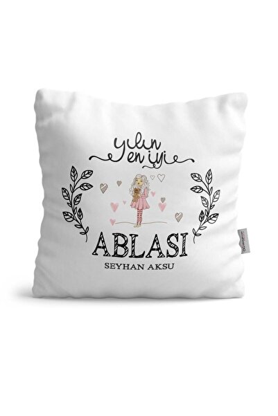 Bk Gift Kişiye Özel Yılın En İyi Ablası Saten Yastık - 2