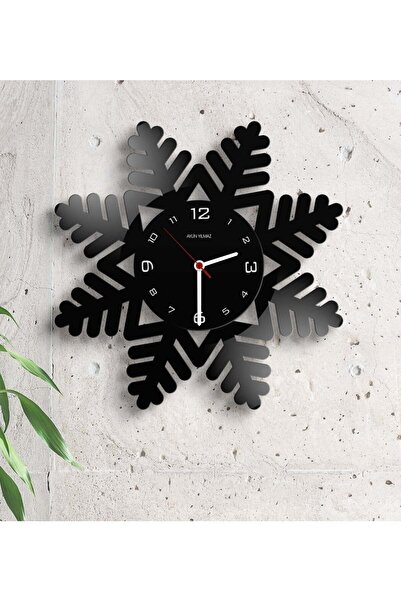 Bk Gift Kişiye Özel Kar Tanesi Ahşap Duvar Saati (Model 3A)