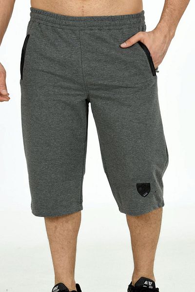 Marco Ferry Anthracite Men's Elastic Waist Pocket Cotton Two Thread Large Size Capri EDY201169B-A