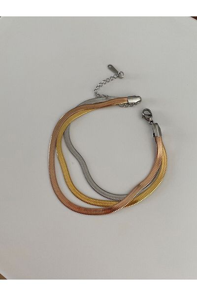 Owentis Steel 3 Colors 3 Rows Italian Bracelet - No Darkening-