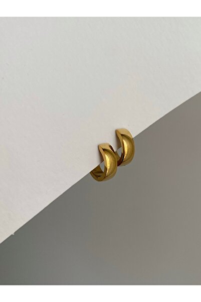Owentis Çelik Gold Basic Kalın Halka Küpe 1 cm -kararma yapmaz-