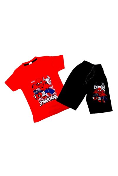 LUCYK&KİDS Erkek Çocuk Spider Man/ Örümcek Adam Baskılı Tshirt- Şort Takım