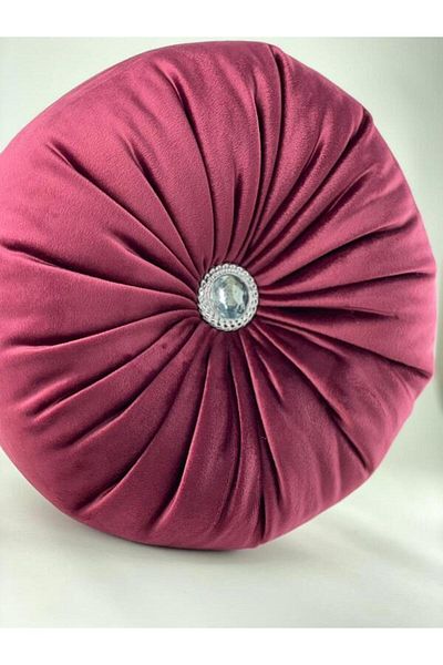 Mrs.Gugar Кадифена кръгла каменна възглавница Fuchsia Lux