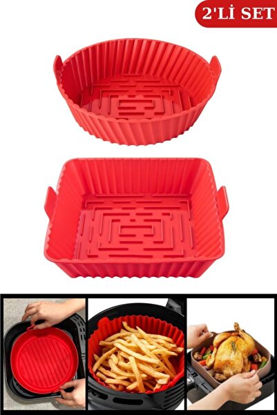 Twelve Pieces Square and Round Airfryer Silicone Cookware Set 20cm - 2-Piece Set Compatible with Air Fryers