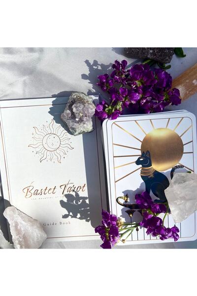BastetTarot Özel Tasarım Bastet Tarot Destesi Beyaz Ve Kitapçığı