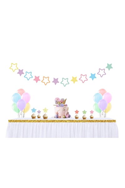 Big Party Kağıt Banner Makaron Yıldız Varaklı 12 Parça
