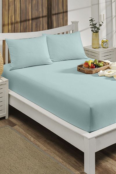 LIV CALISTA 100x200 Set cearșafuri din bumbac Ranforce țesătură pentru pilota o singură dimensiune 30 cm margine albastru