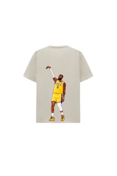 CERENCE AKÇA OKULCUNUZ Μπλουζάκι Unisex Oversize Nba Cream Lebron