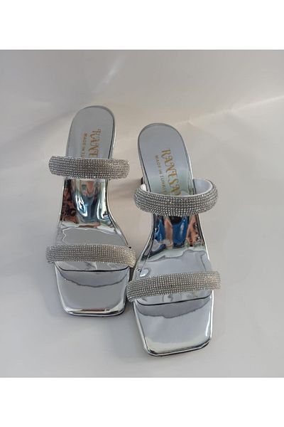 Renasay shose Pantofi cu toc argintiu White Stone de damă