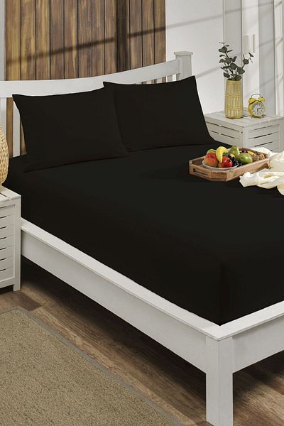 LIV CALISTA 120x200 Εφαρμοσμένο σεντόνι Βαμβακερό ύφασμα (Μαξιλαροθήκη) 30 εκ. Μονό Μαύρο