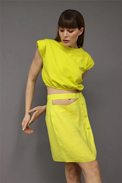 Lefon Жіночий кроп-топ Zazie з каннарговим жовтим і лимонним кольором