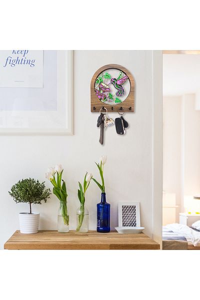 CajuArt Colorful Wooden Decorative - Bee Bird Themed Layered Wall Hanger