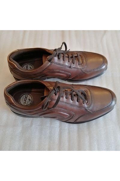Freemood unisex genuine leather coffee antique soft lace-up serrated non-slip very light eva sole shoes