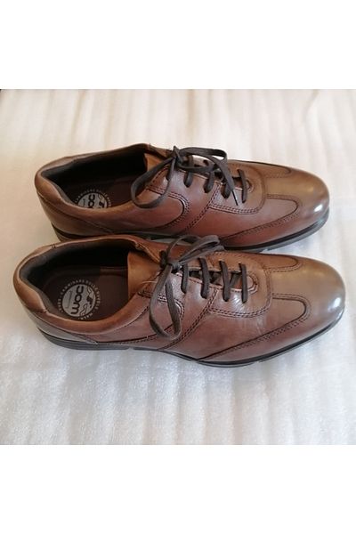 Freemood Genuine Leather Brown Antique Soft Lace-Up Serrated Non-Slip Lightweight Eva Sole Shoes
