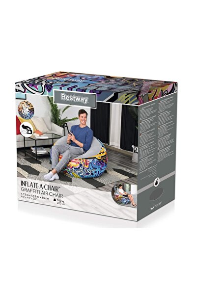 BESTWAY Bestway Graffiti Inflate-A-Chair 1.12M X 1.12M X 66Cm 26-75075